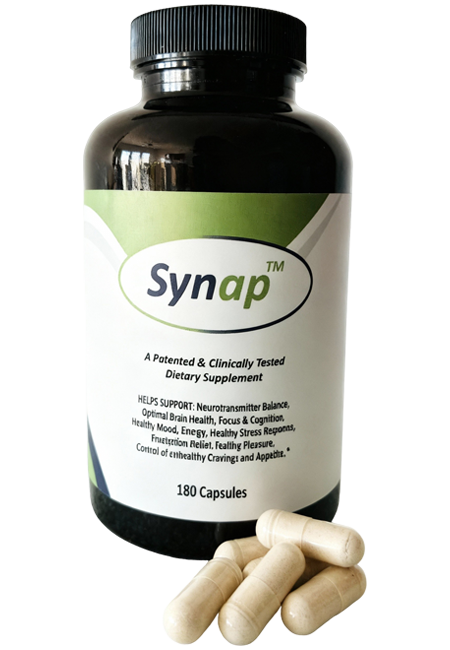 Bottle of Synap dietary supplement with 120 capsules.